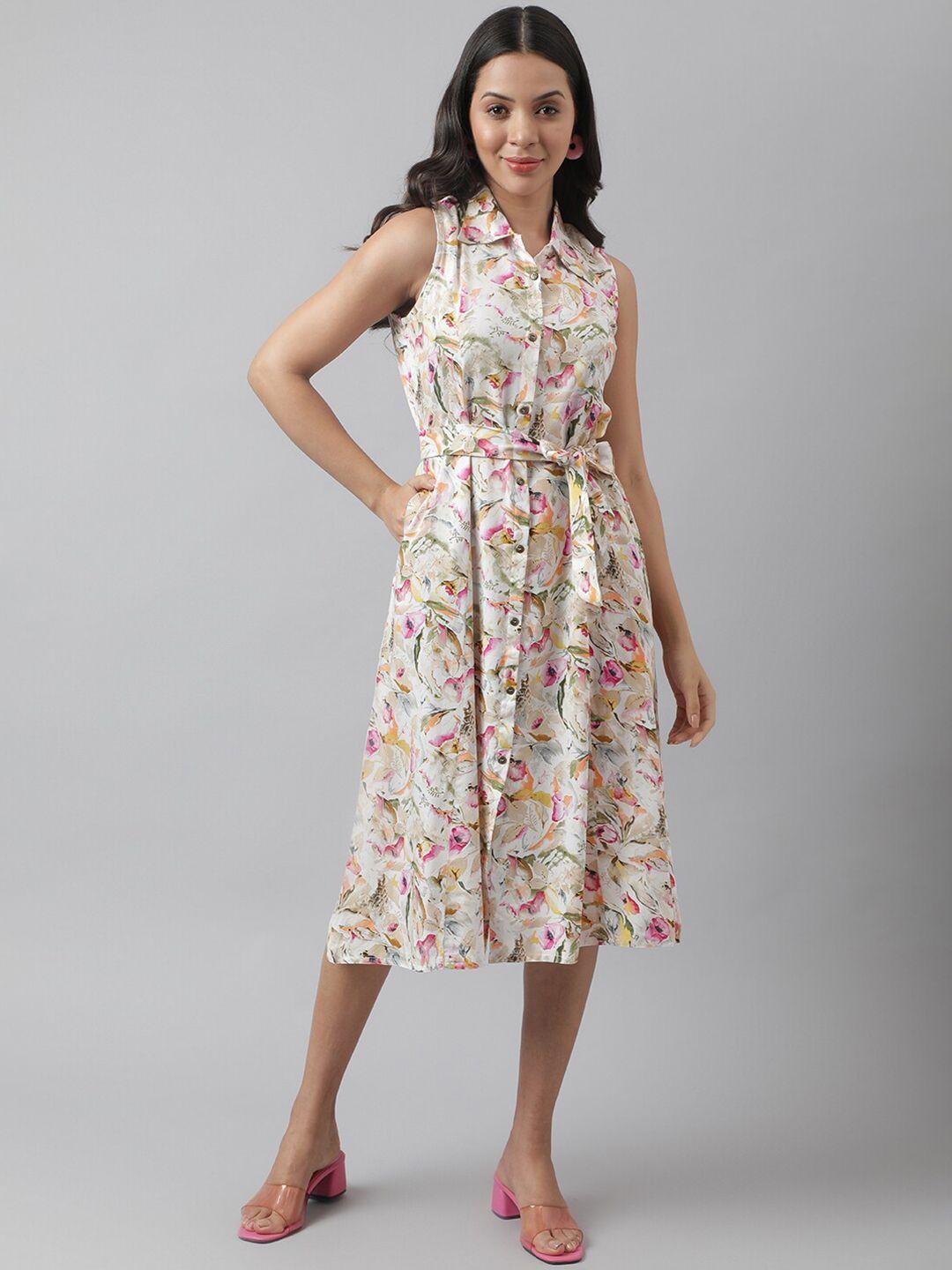 divena floral print shirt midi dress