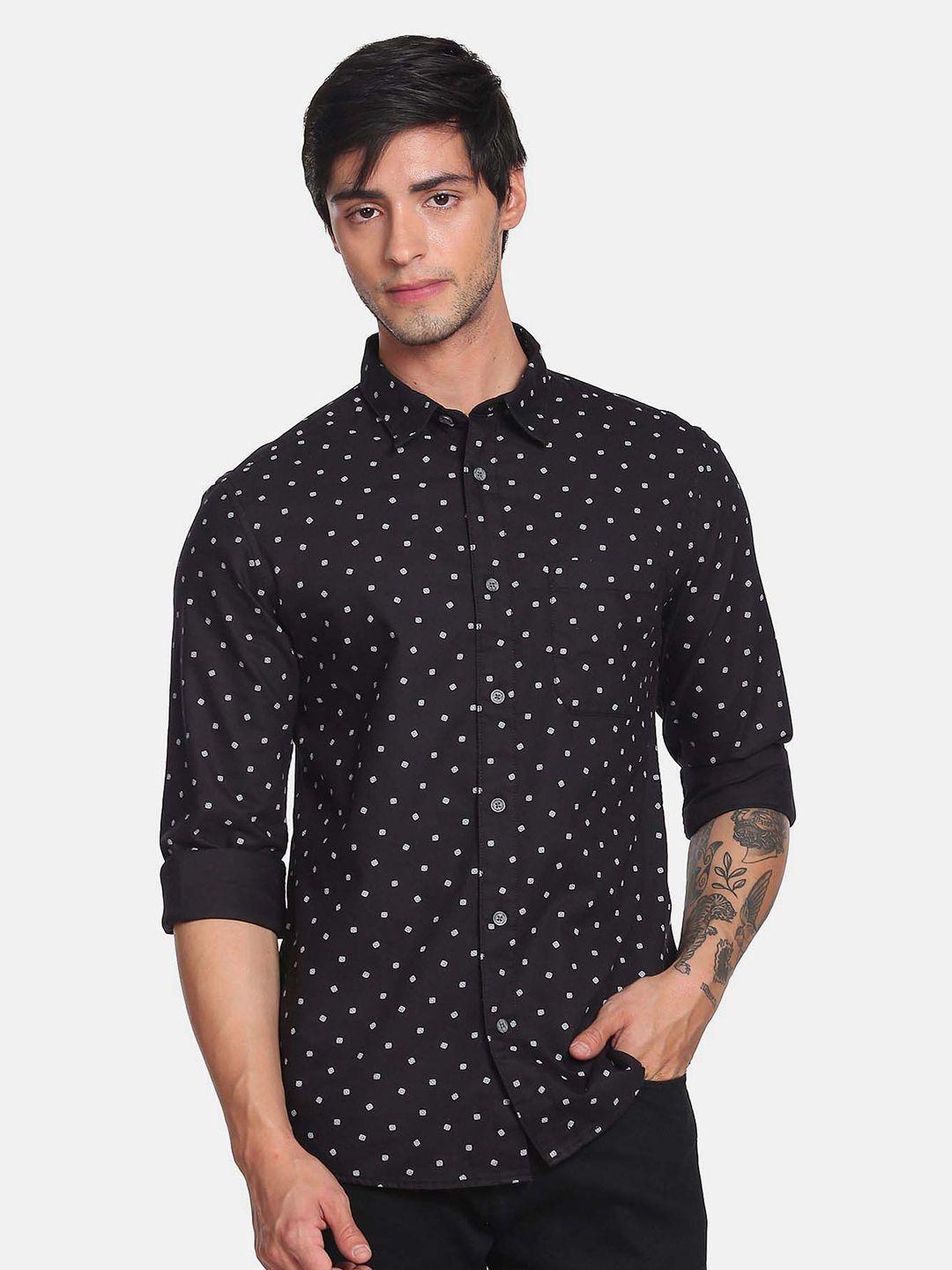 flying machine men pure cotton slim fit opaque printed casual shirt