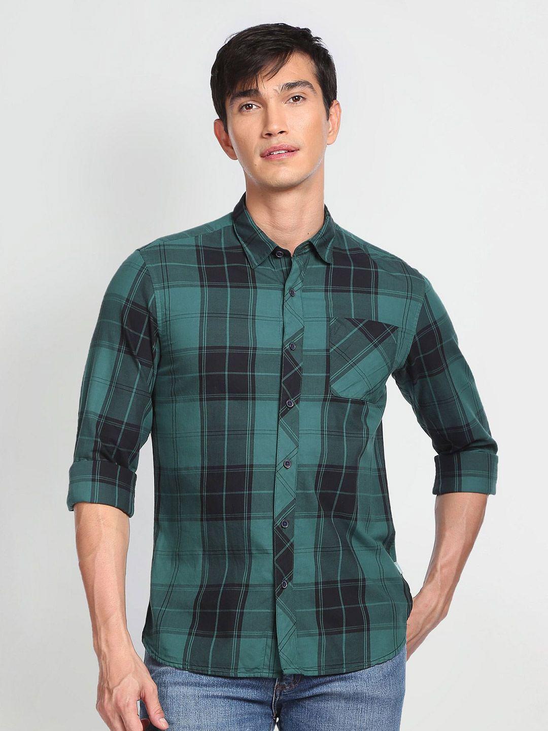 flying machine tartan checked pure cotton casual shirt