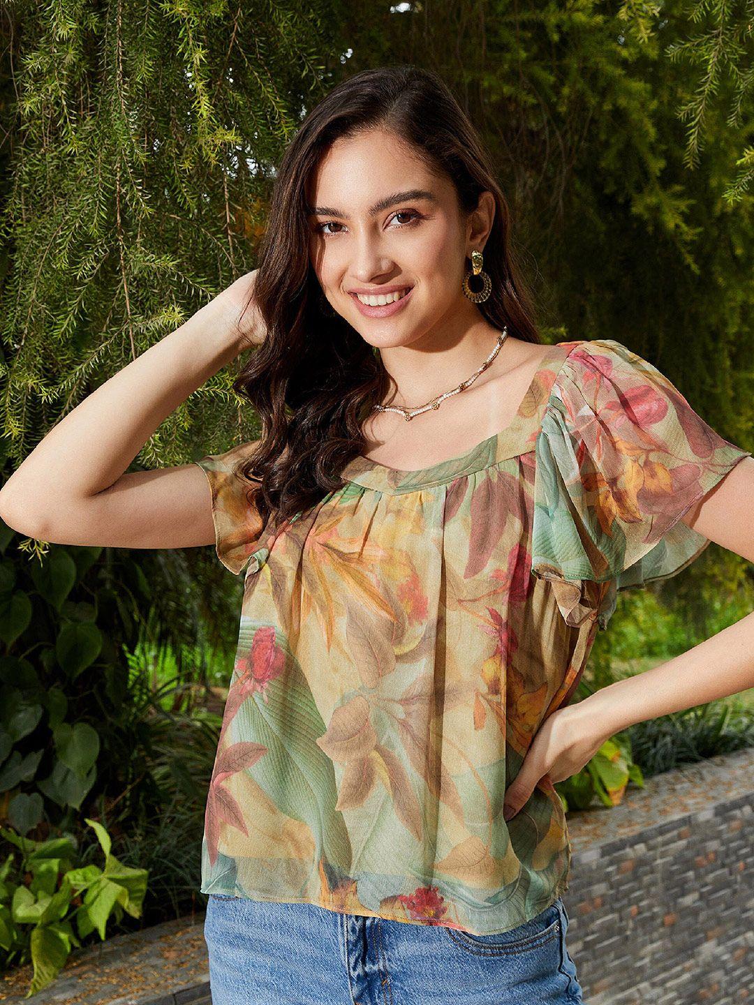 sassafras tropical print top