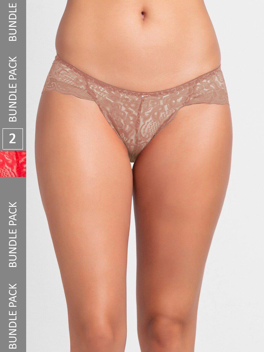 noira women pack of 2 assorted lace thongs briefs