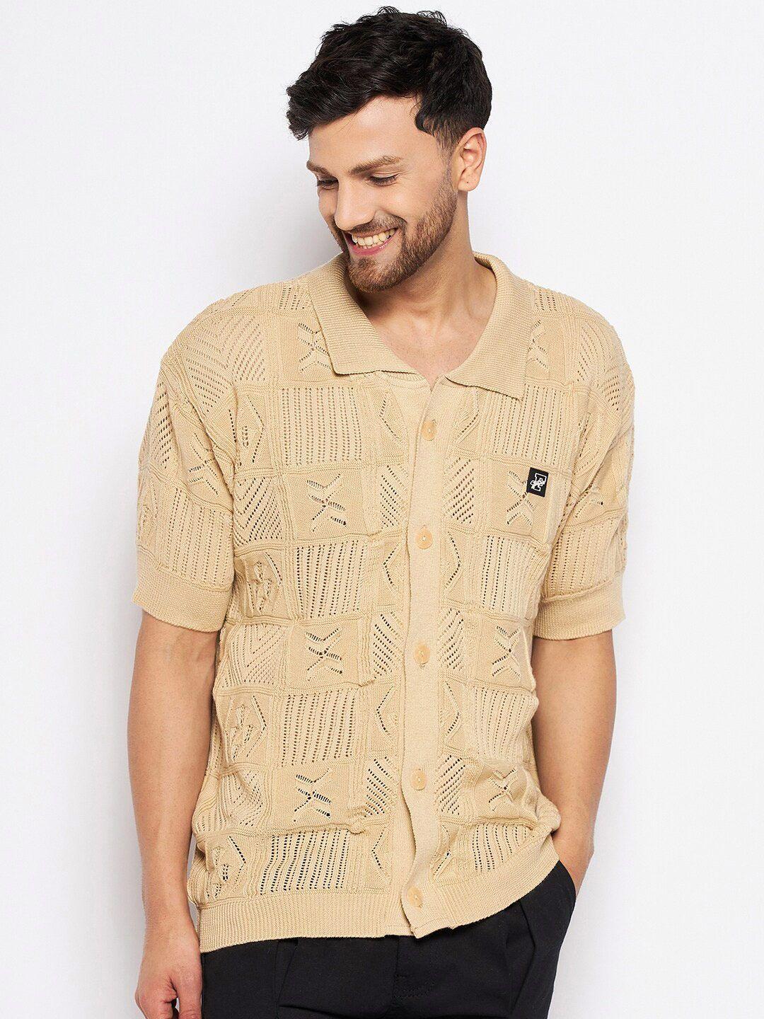 fugazee relaxed boxy crotchet casual shirt