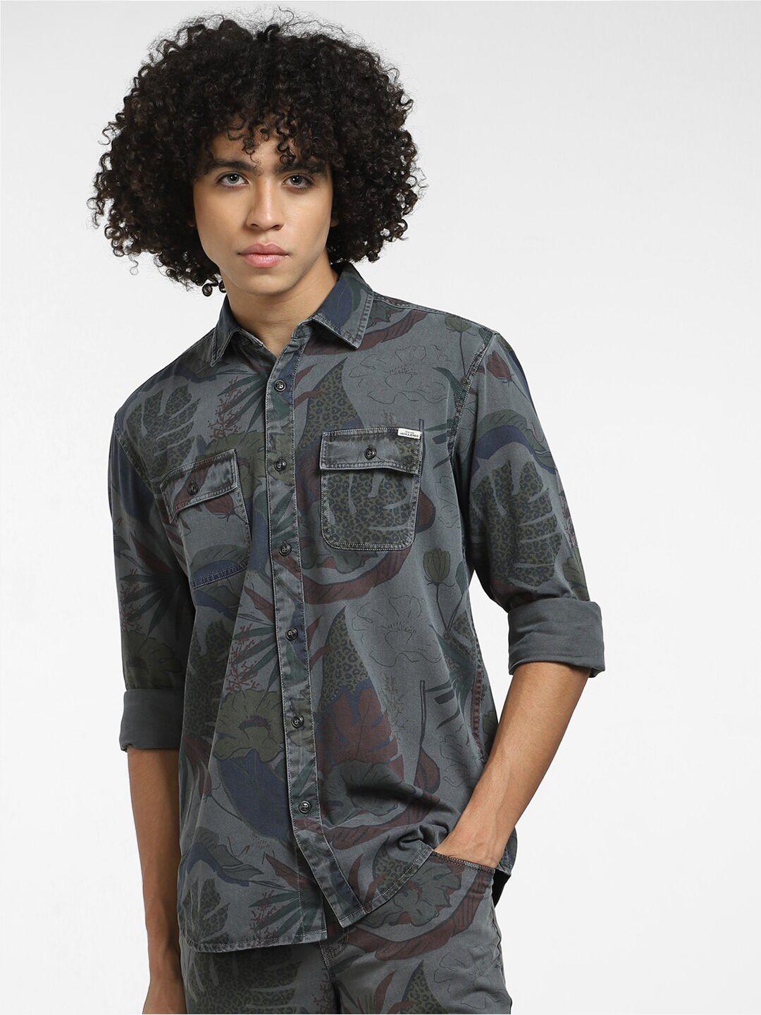 jack & jones floral printed cotton casual shirt