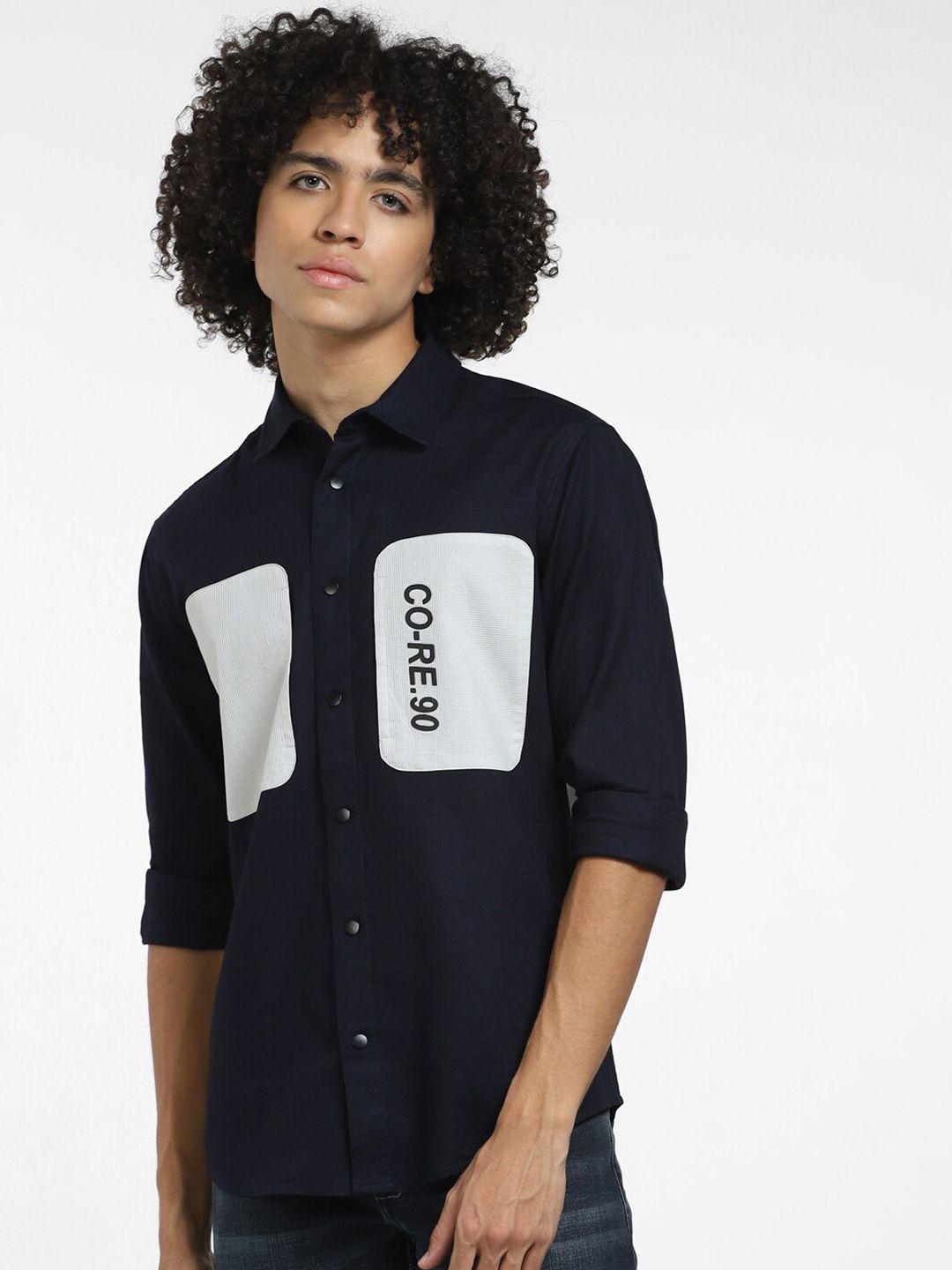 jack & jones colourblocked cotton casual shirt