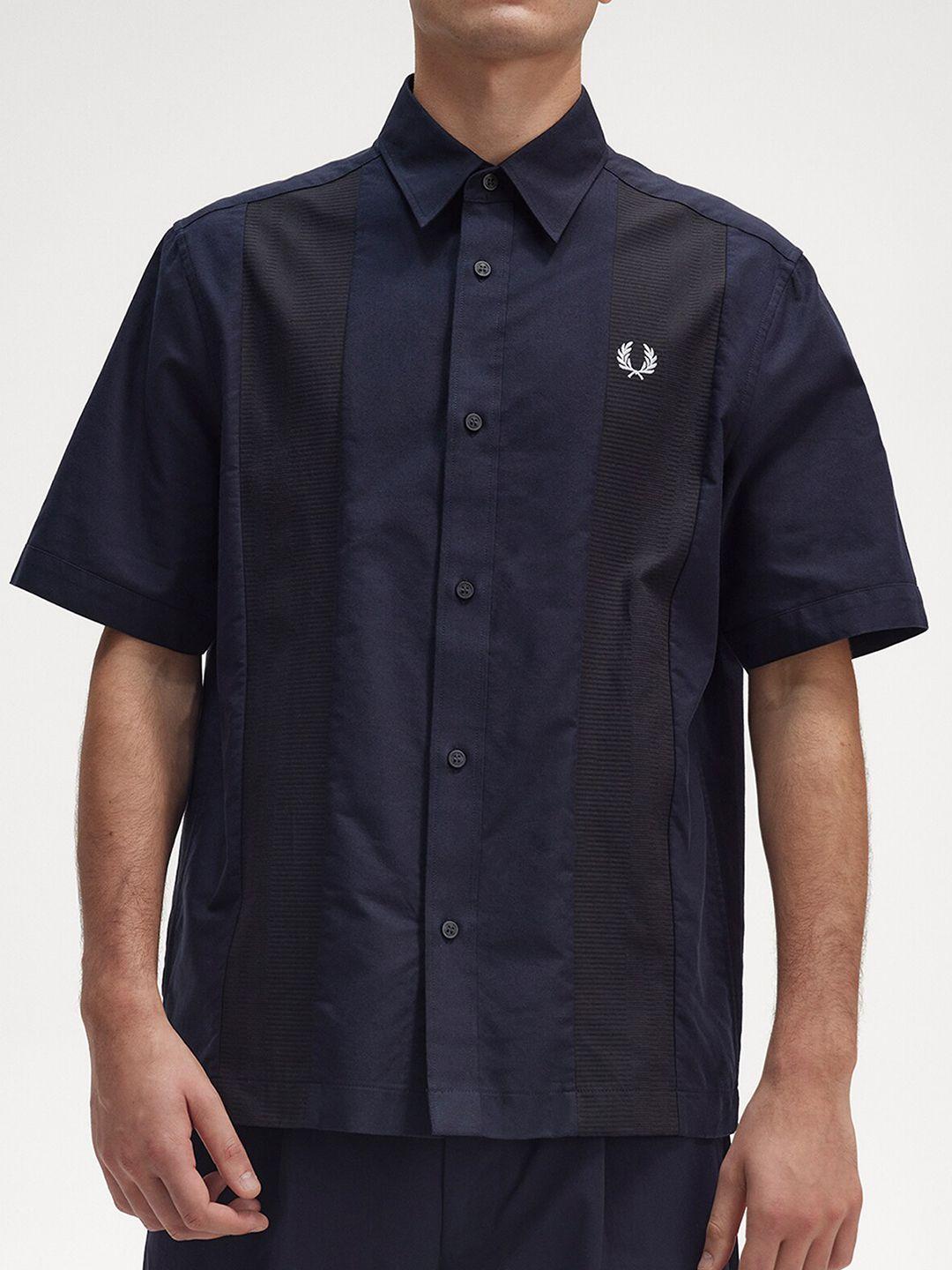 fred perry colourblocked cotton casual shirt