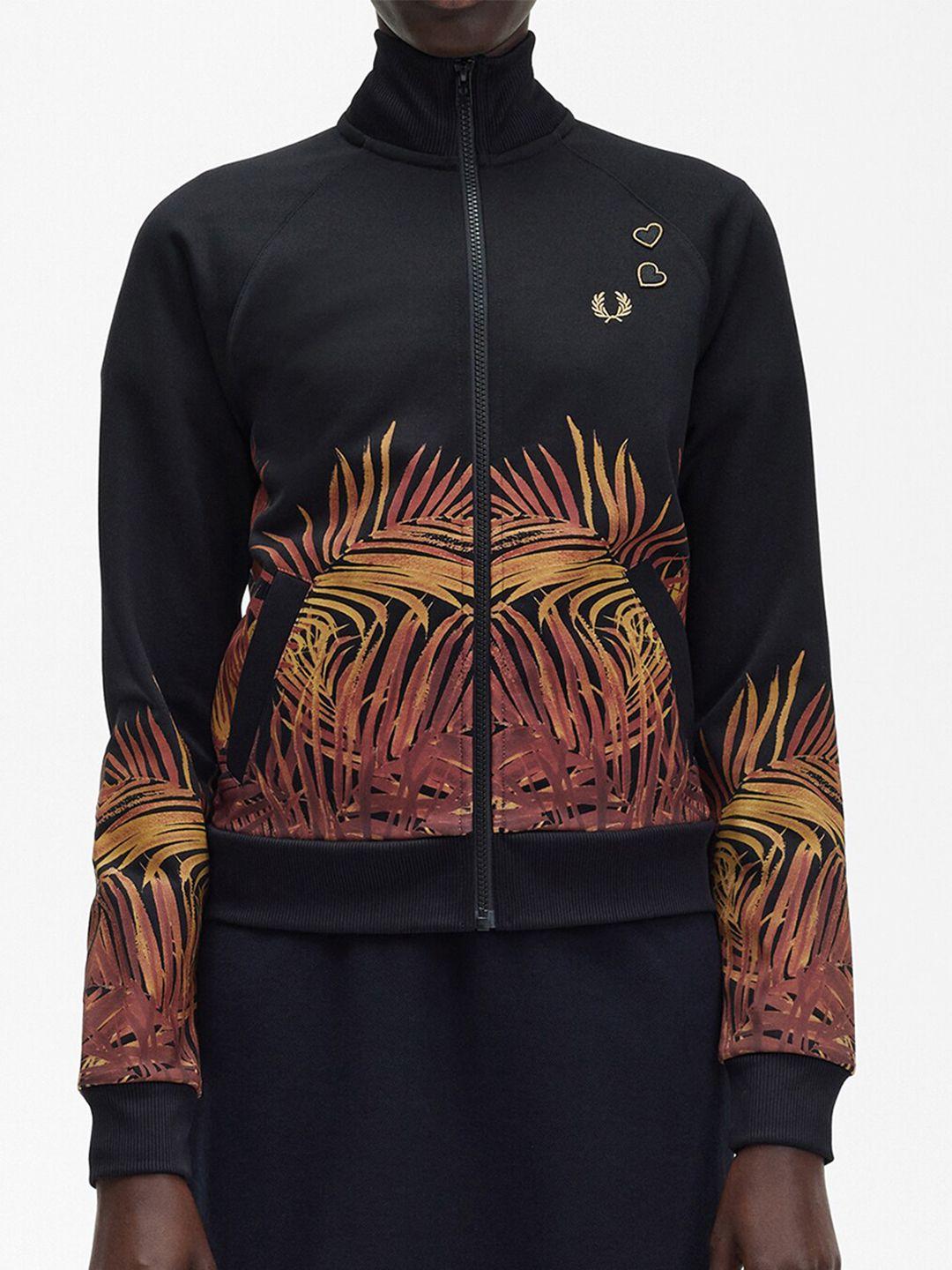 fred perry graphic printed stand collar bomber