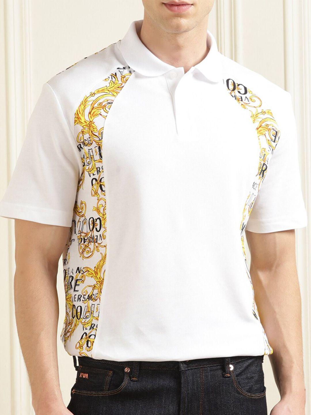 versace jeans couture typography high fashion polo collar pure cotton t-shirt