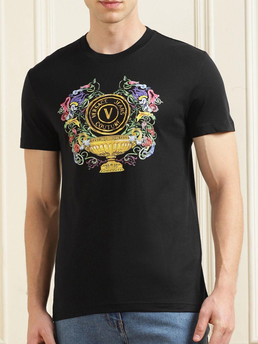 versace jeans couture floral high fashion pure cotton t-shirt