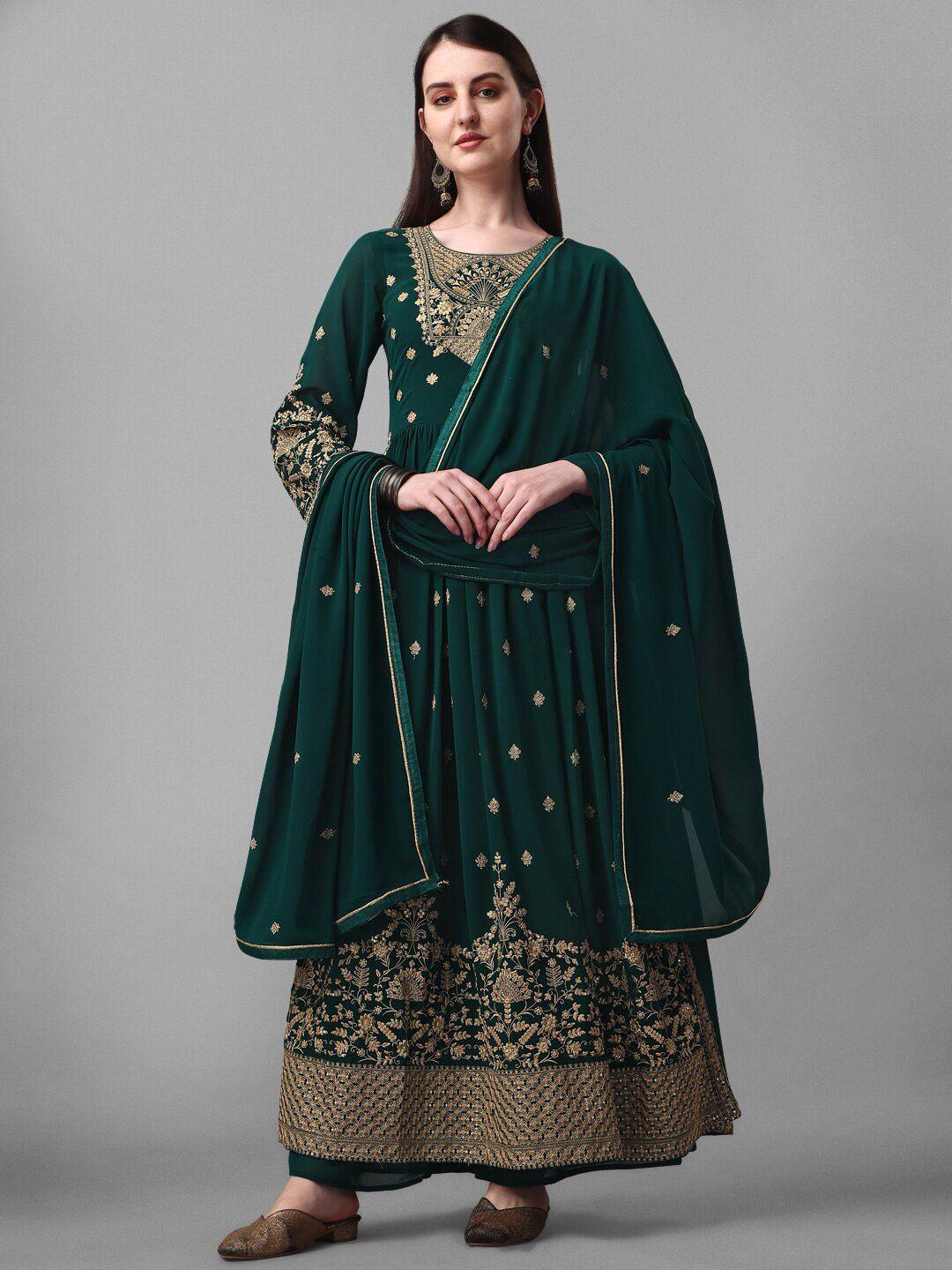 jatriqq embroidered sequinned silk georgette unstitched dress material