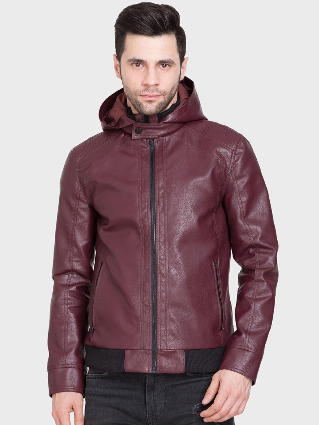 justanned hooded lightweight leather jacket