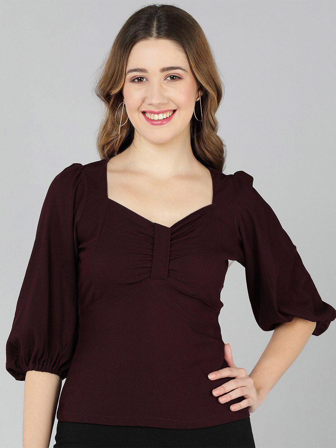 golden kite sweetheart neck bishop sleeves top