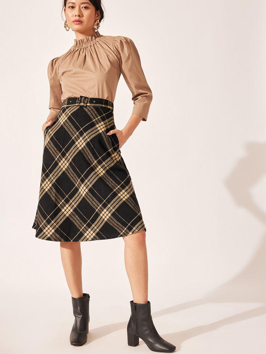 the label life pure cotton monochrome flannel a-line skirt