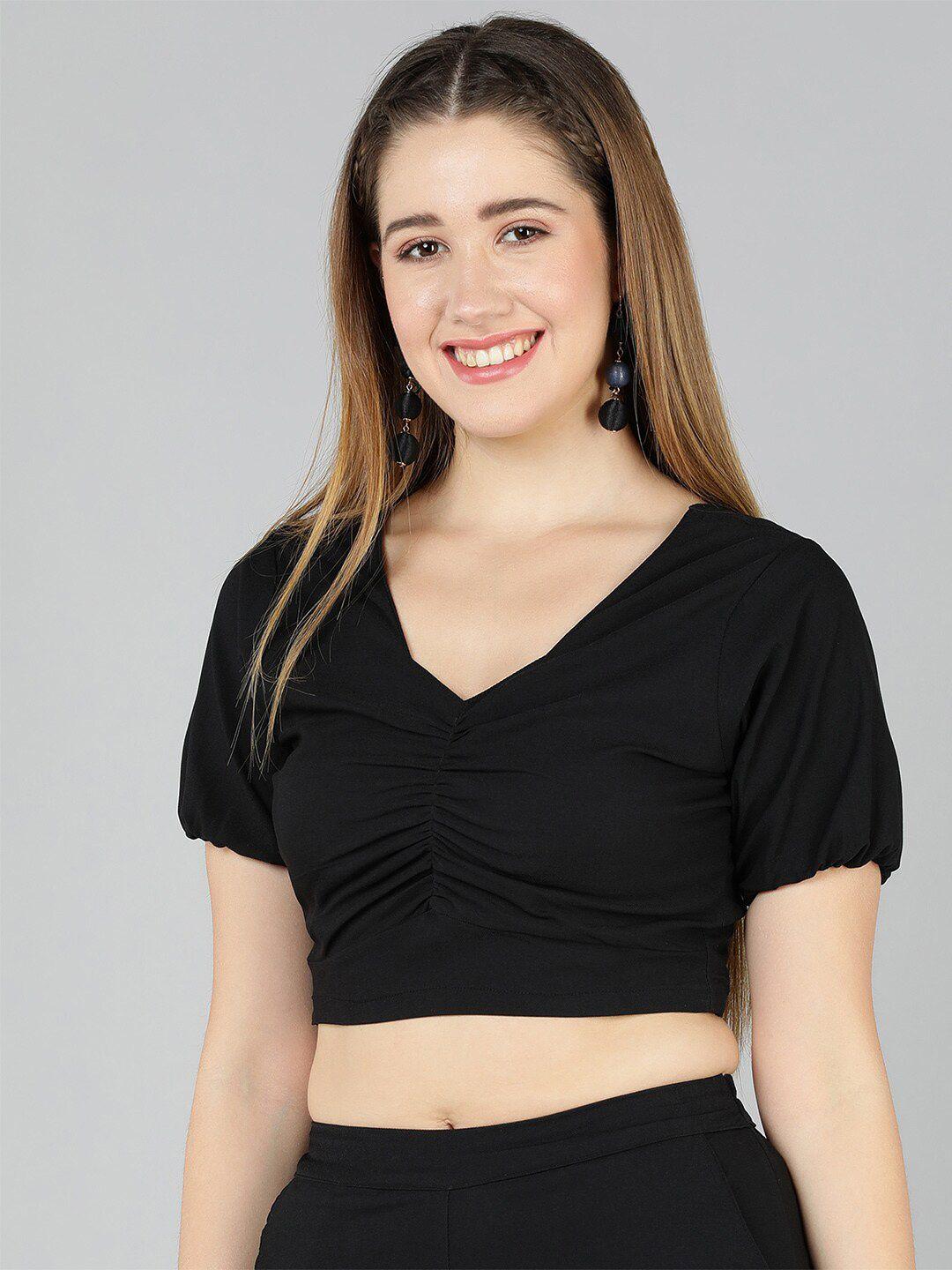 golden kite v-neck crop fitted top