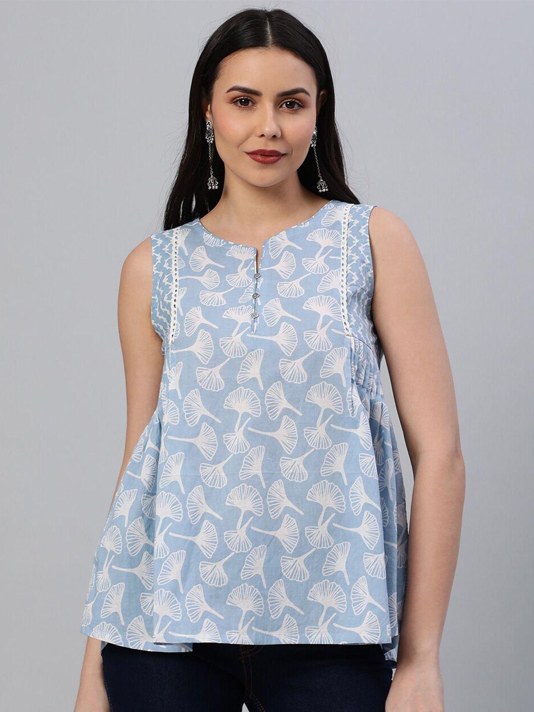 kami kubi floral printed sleeveless cotton top