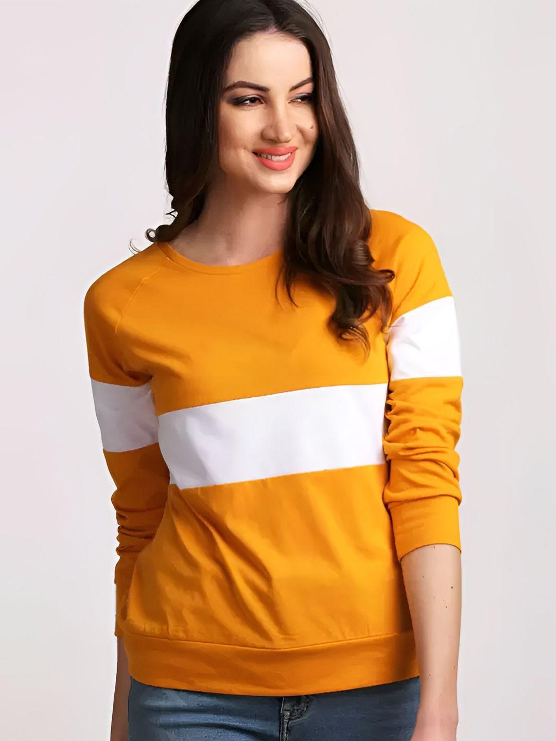 ausk colourblocked round neck cotton t-shirt