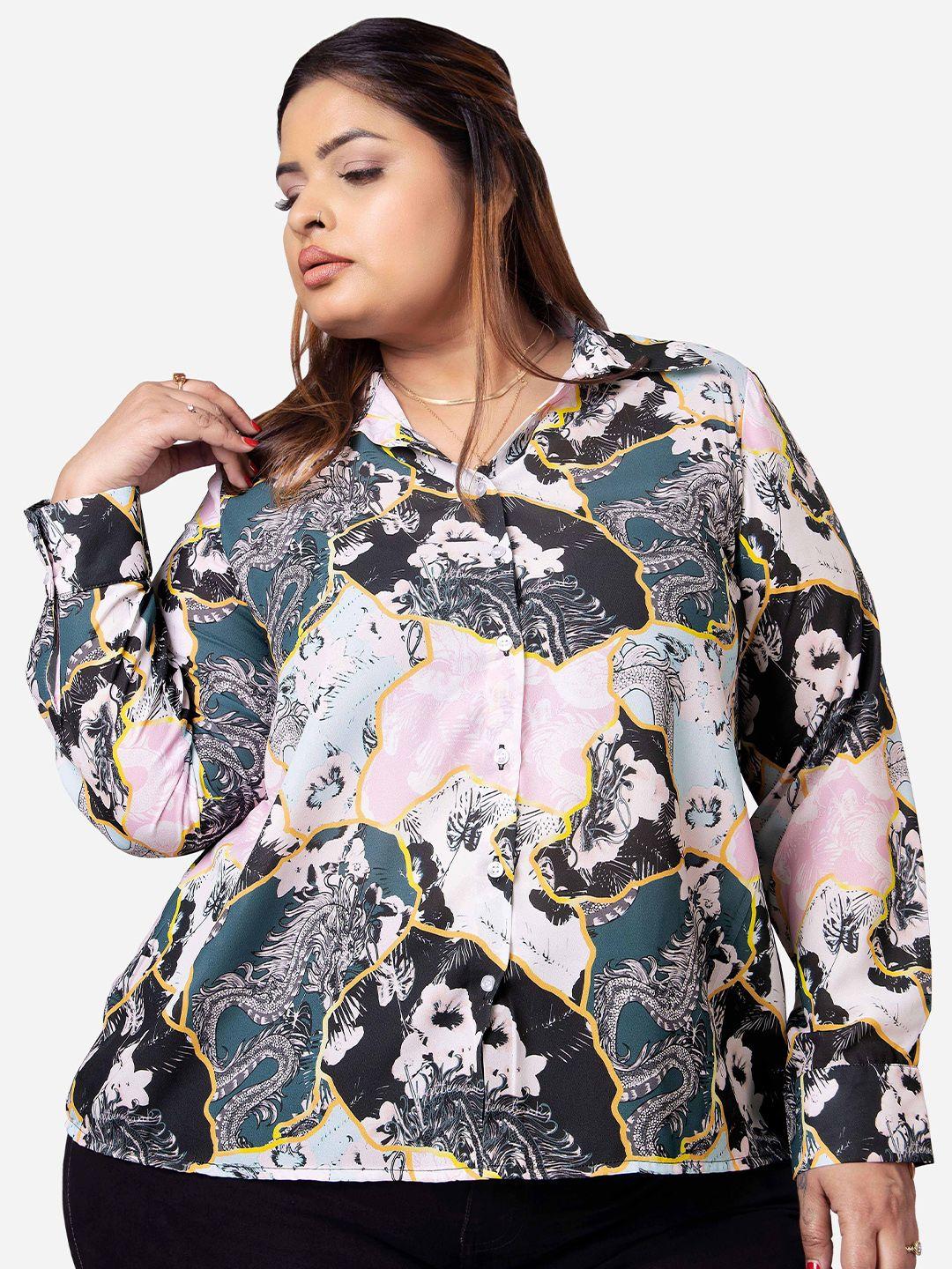 neofaa abstract printed long sleeves georgette casual shirt