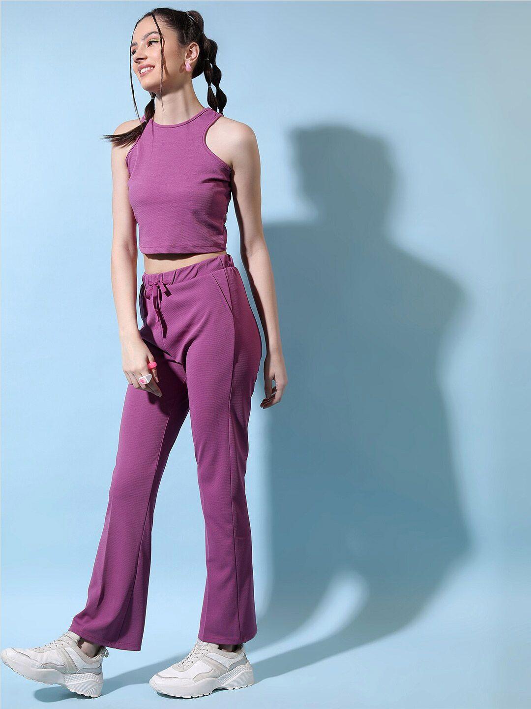 tokyo talkies women purple top with trousers