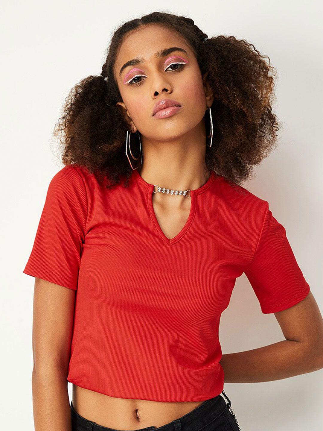 max notched neck crop top