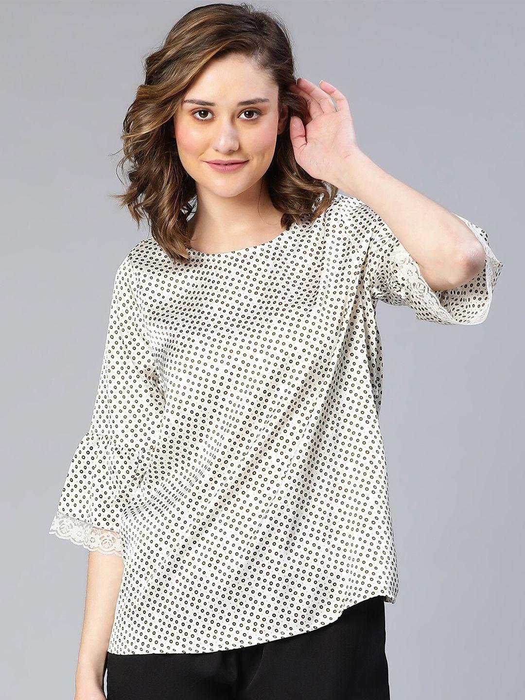 oxolloxo polka dots printed bell sleeve satin top