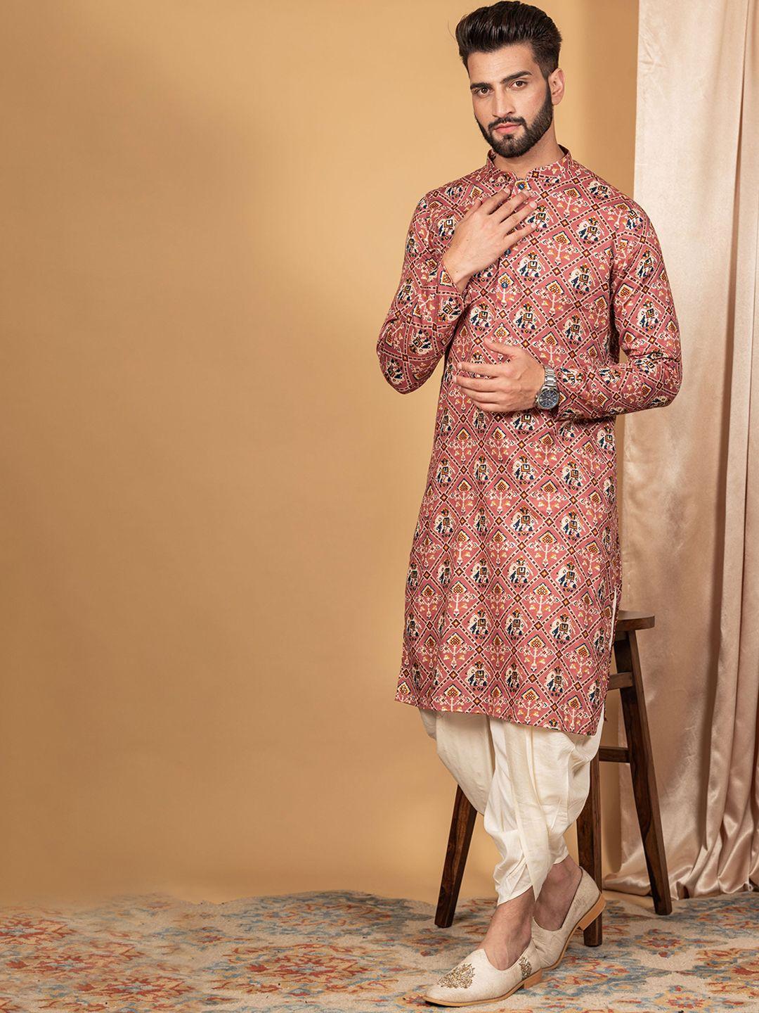 kisah mandarin collar ethnic motifs printed straight kurta