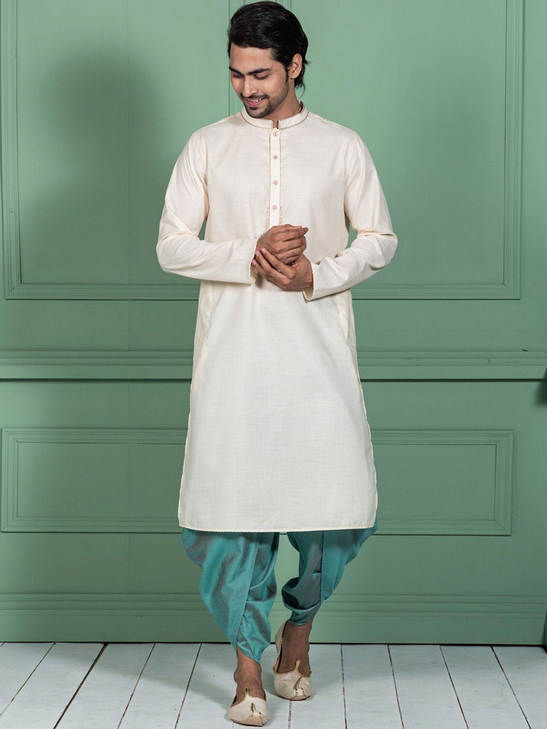 kisah mandarin collar ethnic motifs embroidered straight kurta