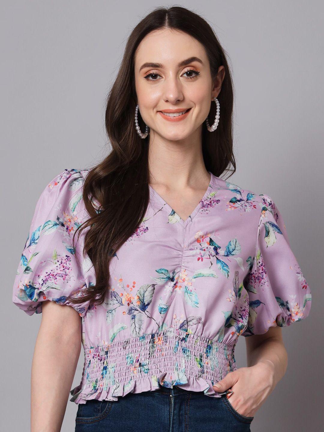 the dry state floral print v-beck flared sleeve top