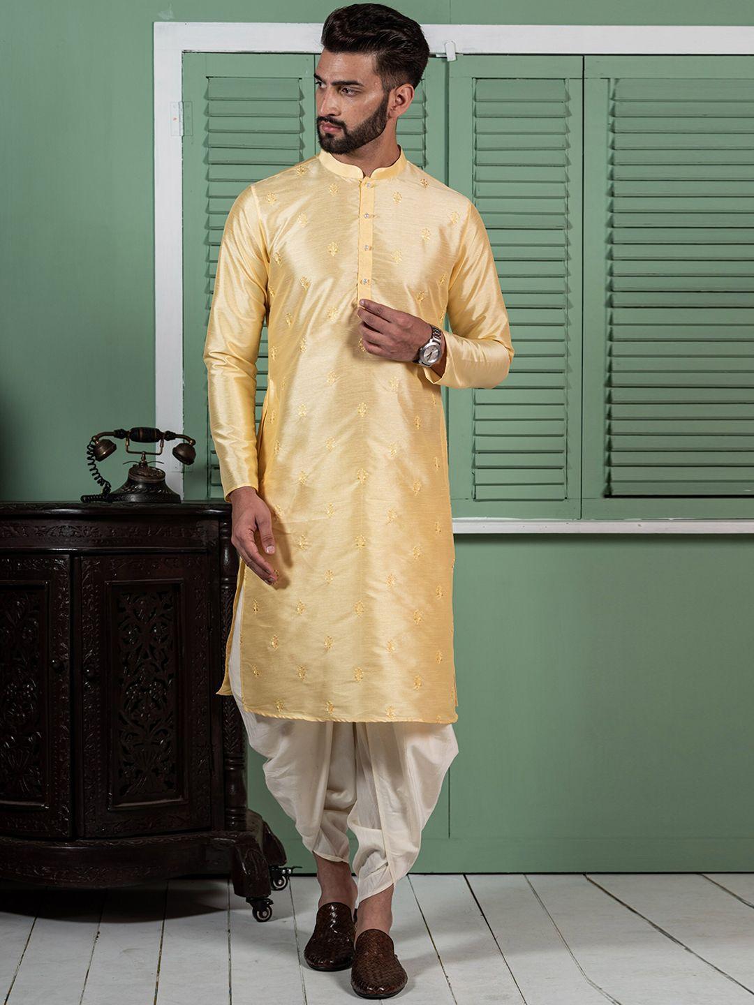 kisah ethnic motif embroidered mandarin collar thread work kurta