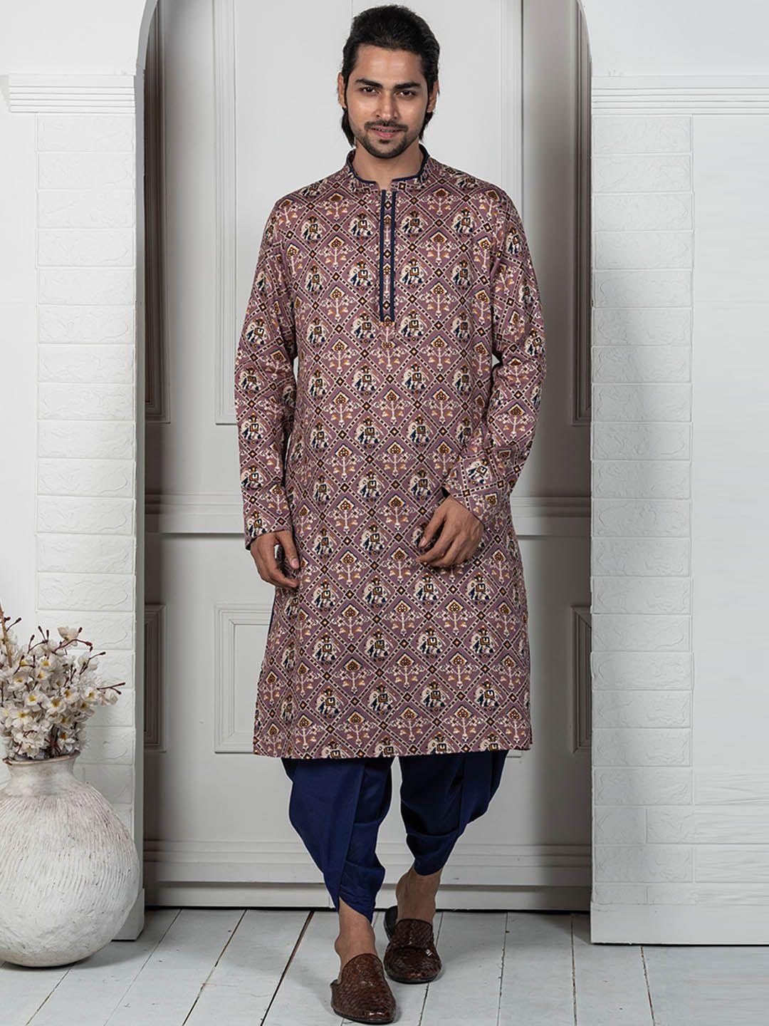 kisah ethnic motifs printed mandarin collar kurta