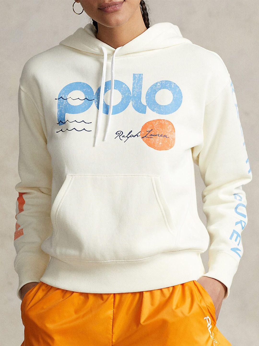 polo ralph lauren graphic printed pure cotton hooded sweatshirt