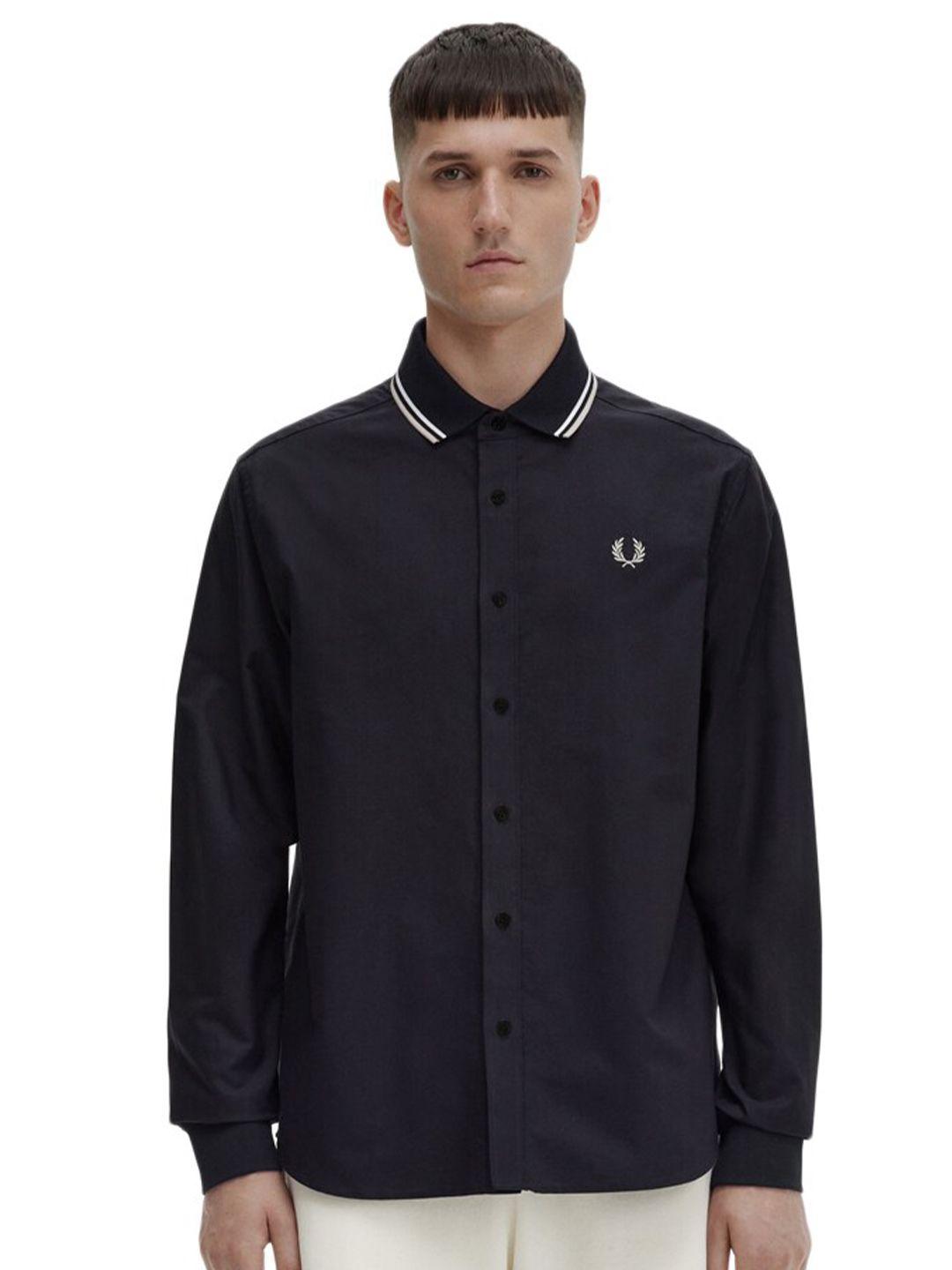 fred perry spread collar long sleeves cotton casual shirt