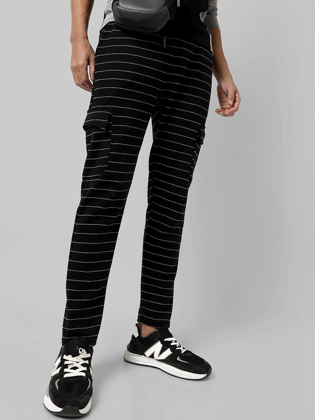 campus sutra men striped regular fit track pants