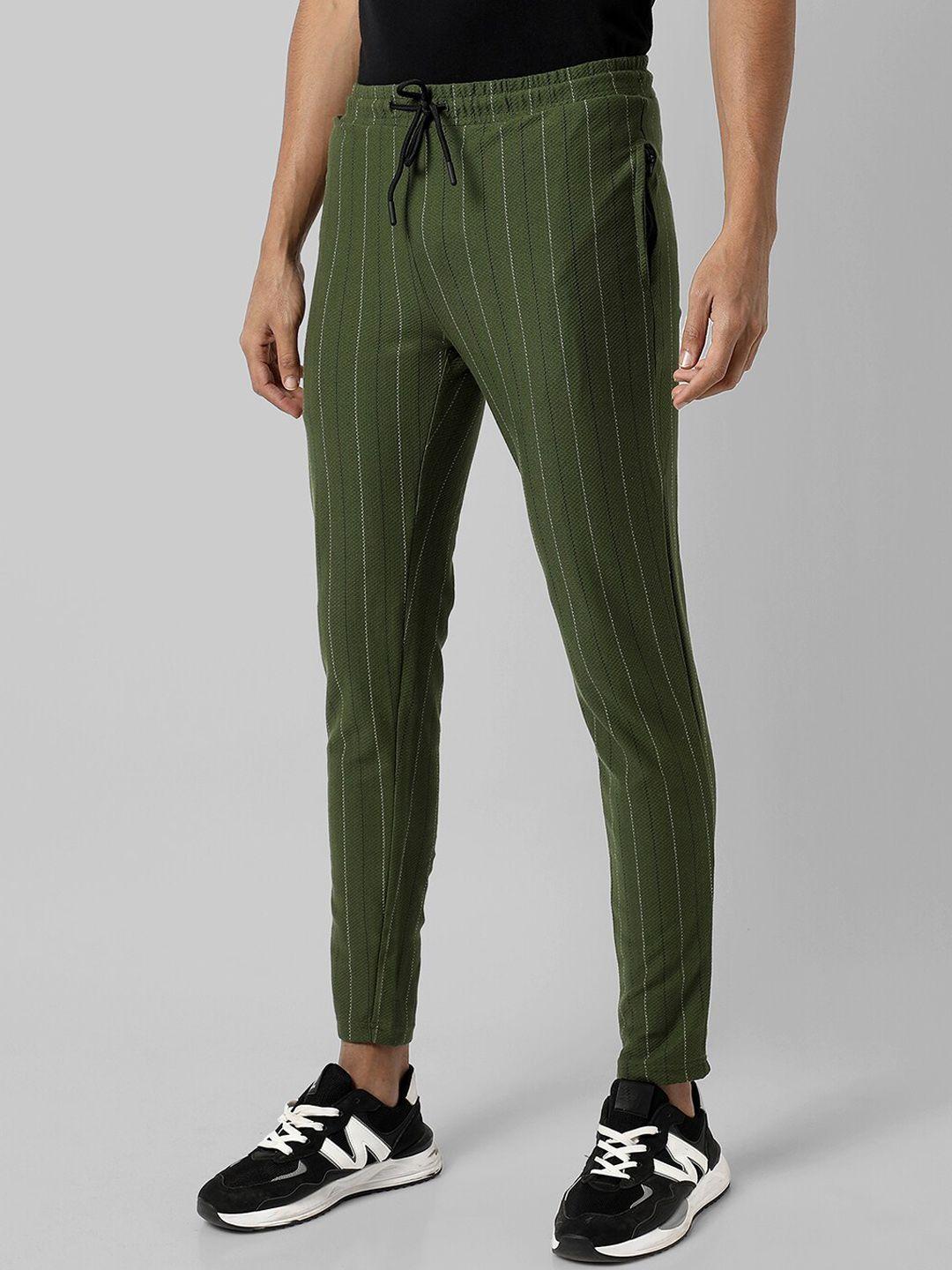 campus sutra men striped cotton track pant