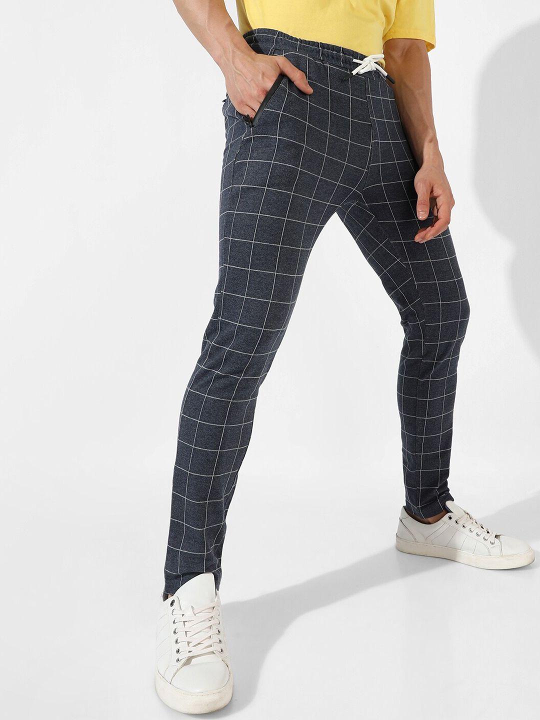 campus sutra men checked cotton track pants