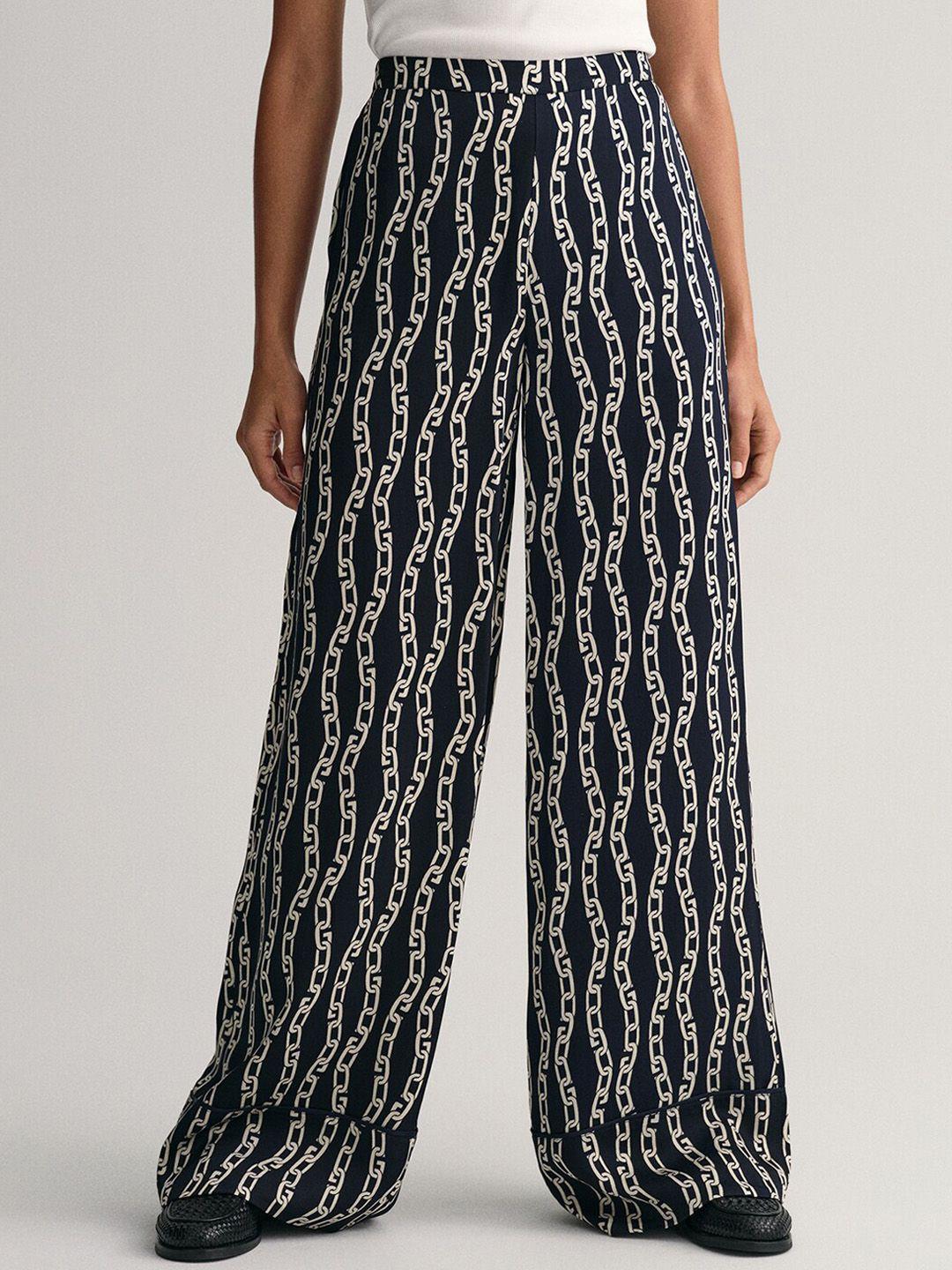 gant women printed mid-rise trousers