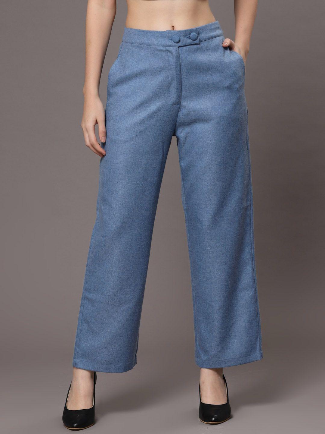 kassually women straight fit high-rise easy wash trousers