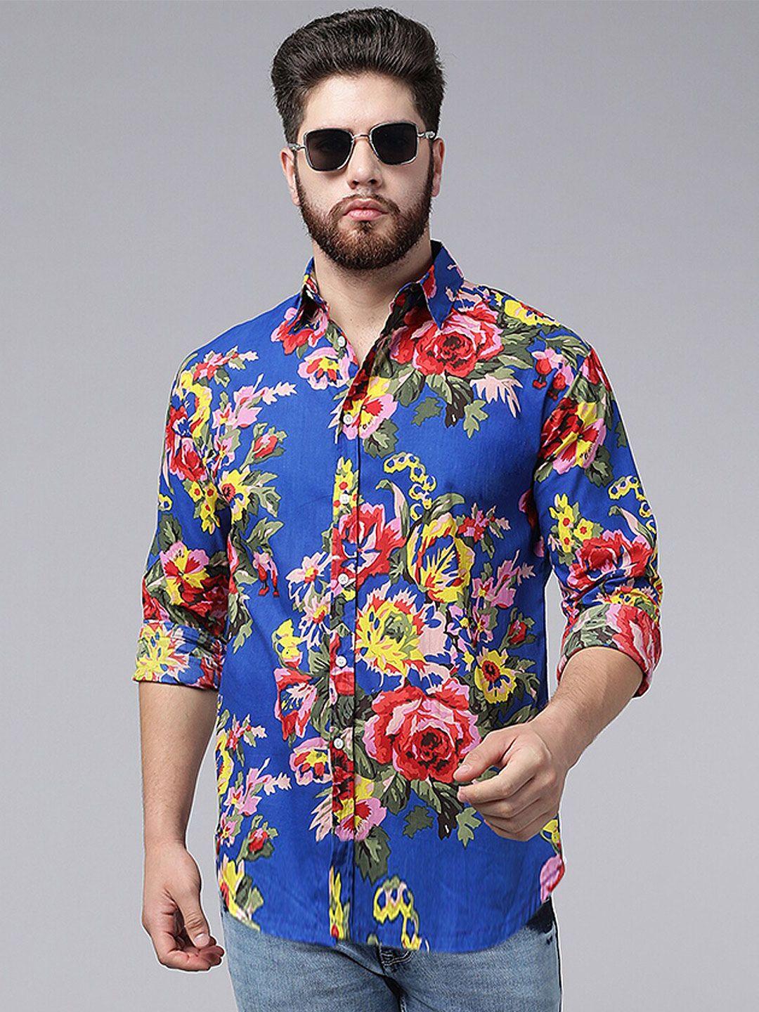 a.t.u.n. classic fit floral printed opaque casual pure cotton shirt