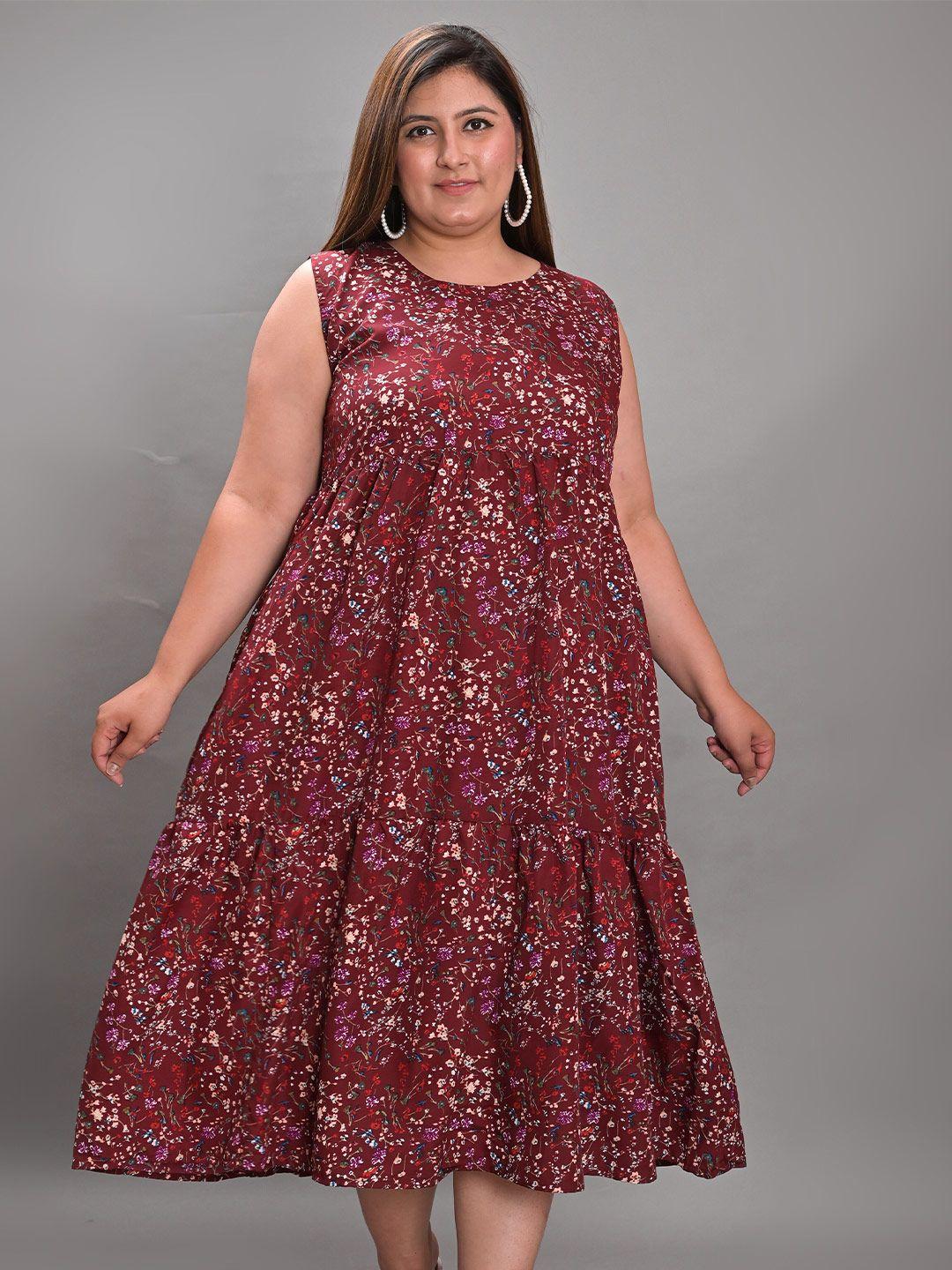 kalini plus size floral printed crepe midi dress