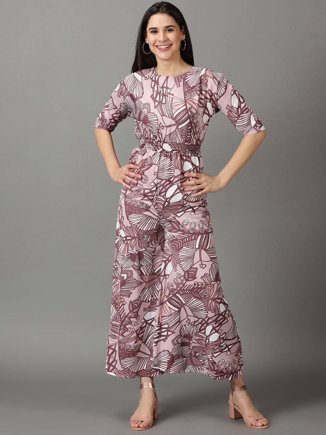 showoff floral printed basic jumpsuit with smocking