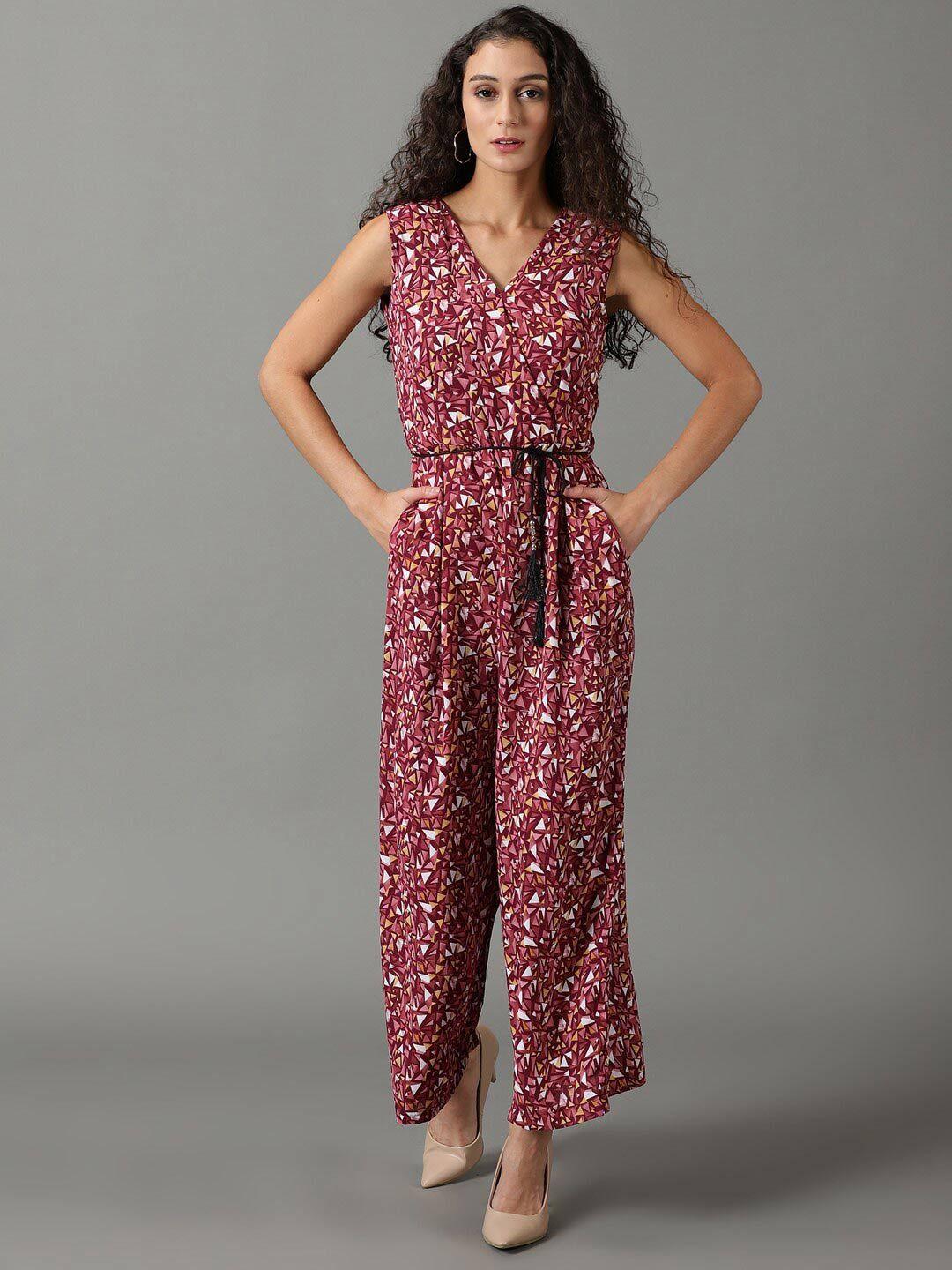 showoff geometric printed culotte jumpsuit