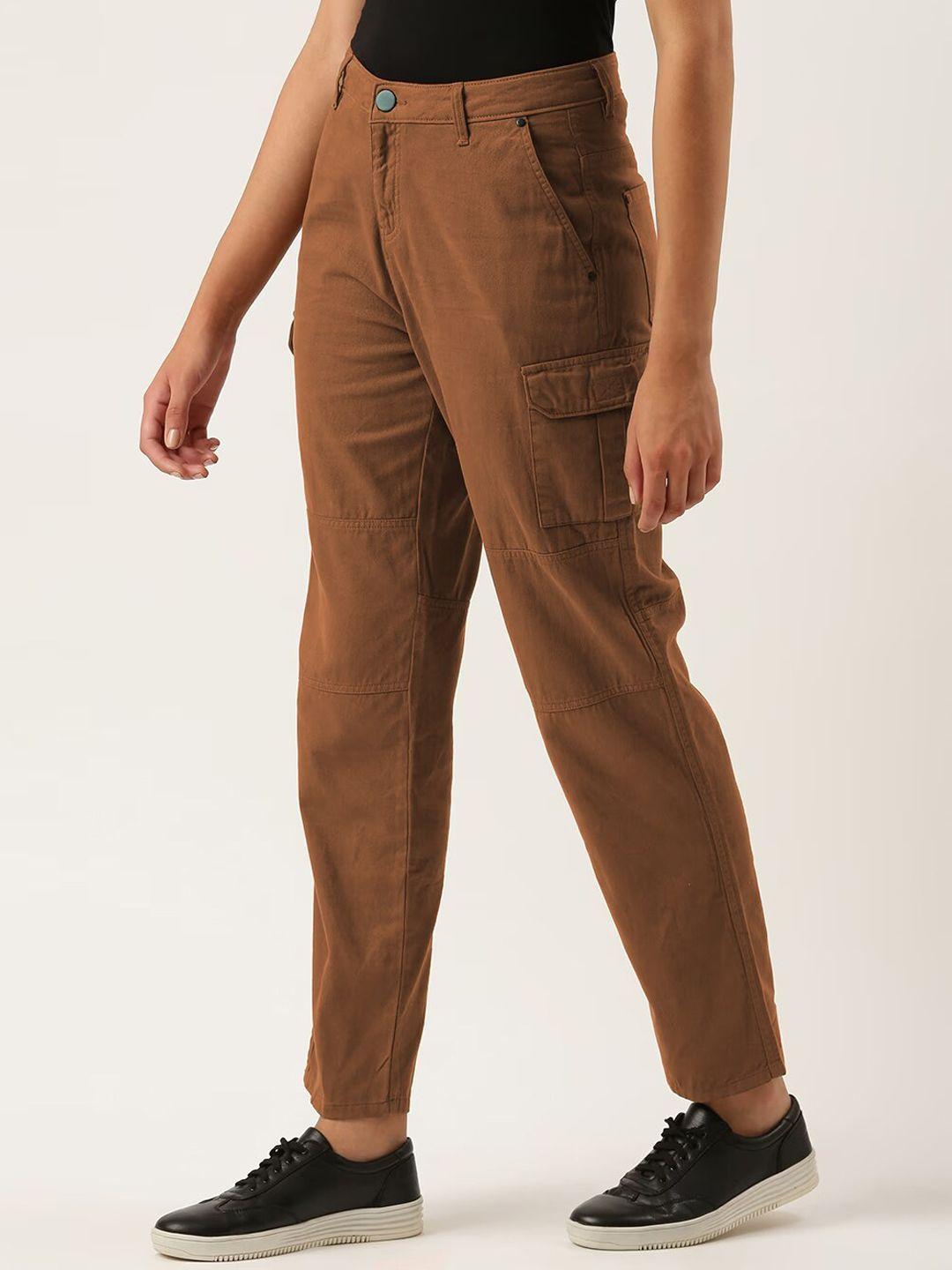 ivoc women slim fit cotton cargo trousers