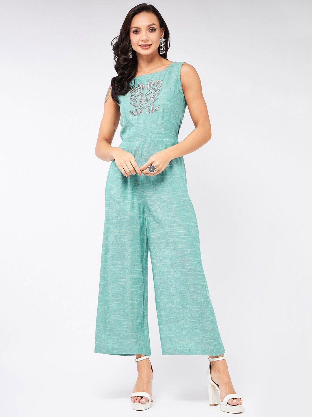 pannkh  embroidered cotton basic jumpsuit