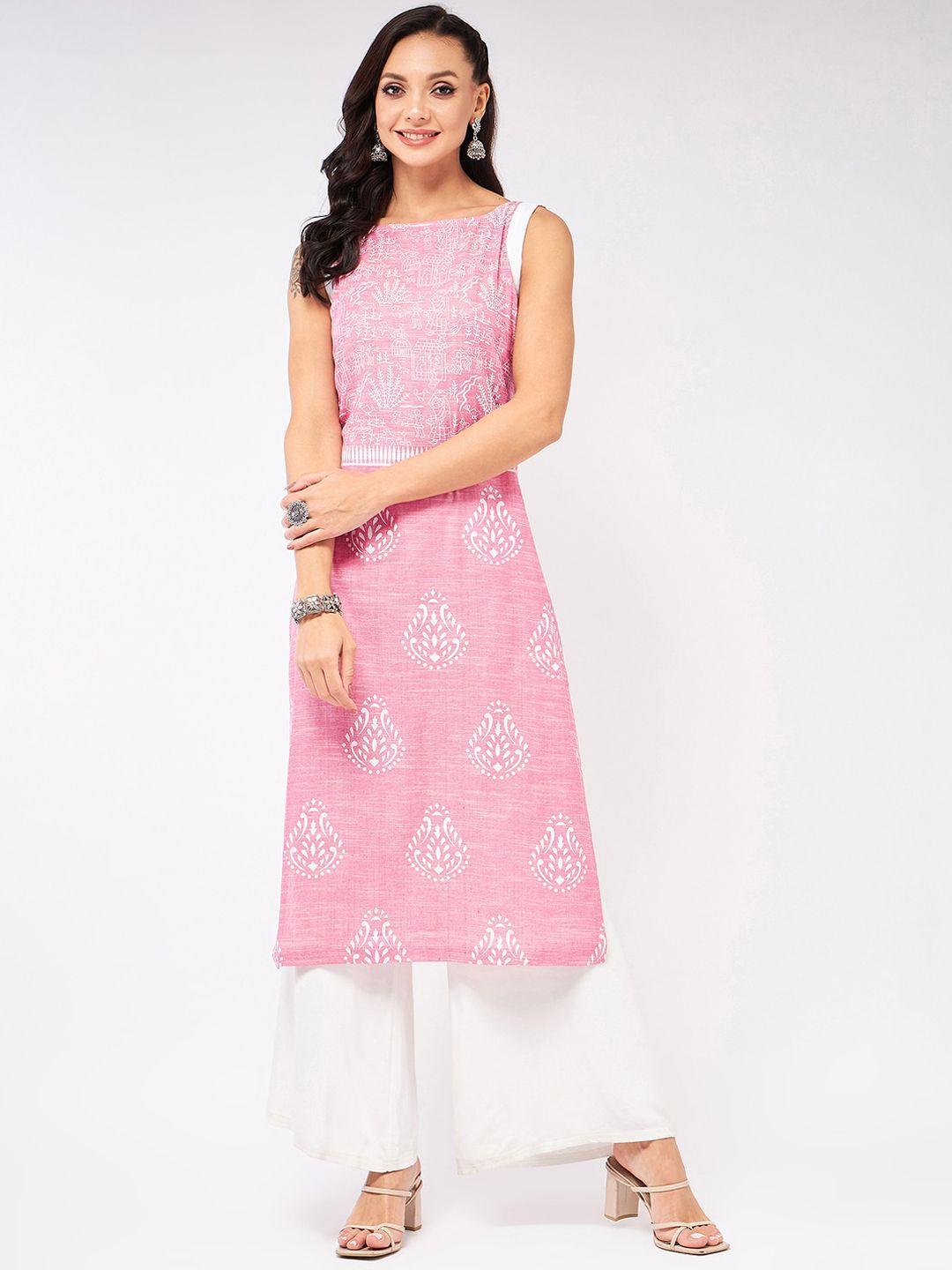 pannkh ethnic motifs printed sleeveless regular kurta