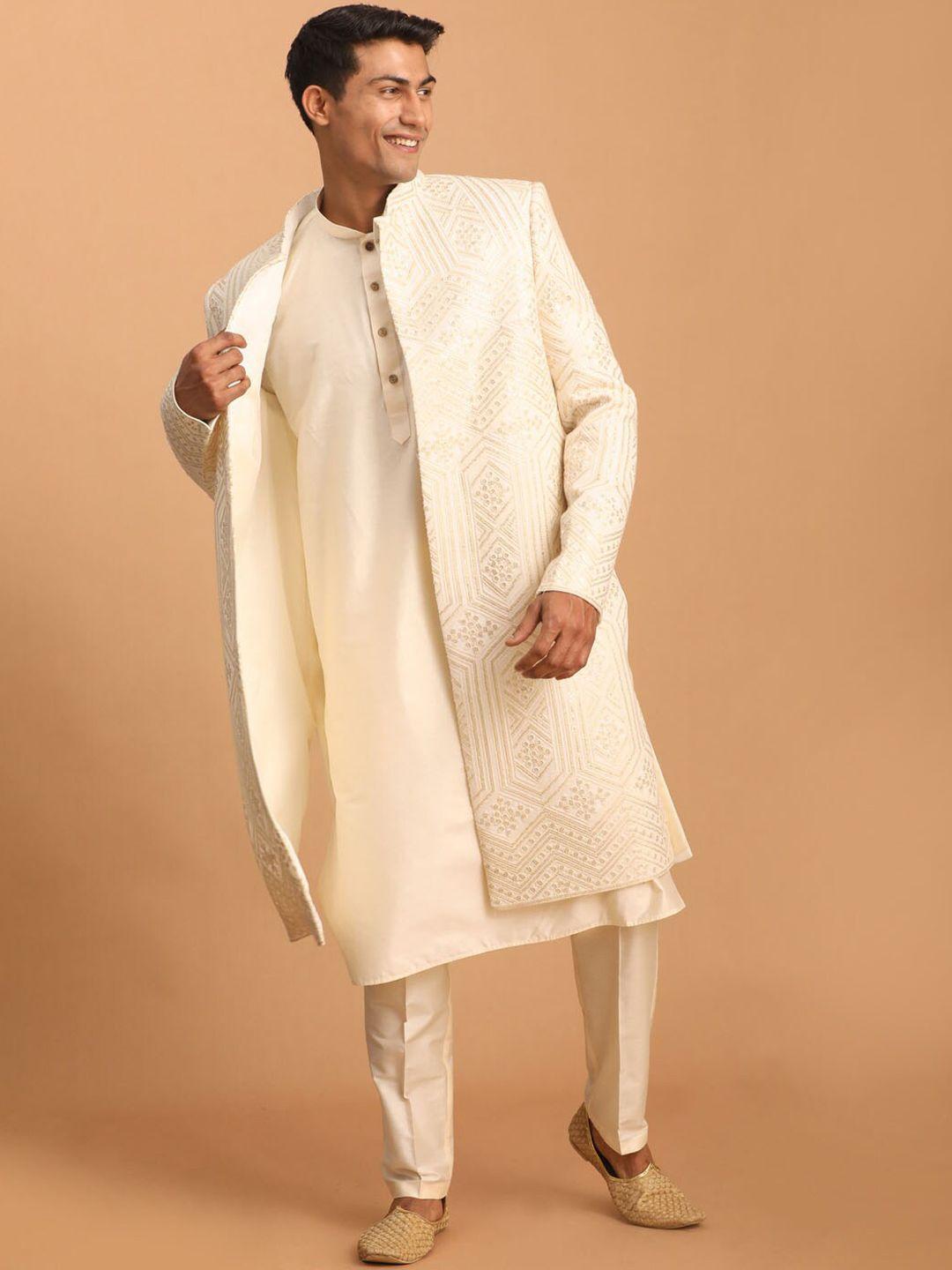 shrestha by vastramay cotton embroidered sherwani set