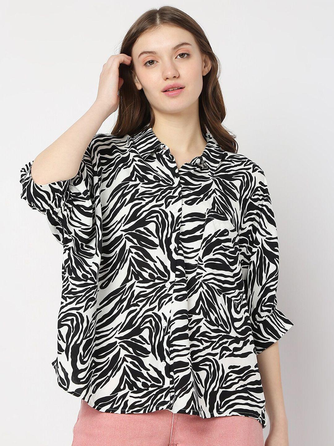 vero moda spread collar abstract printed casual shirt