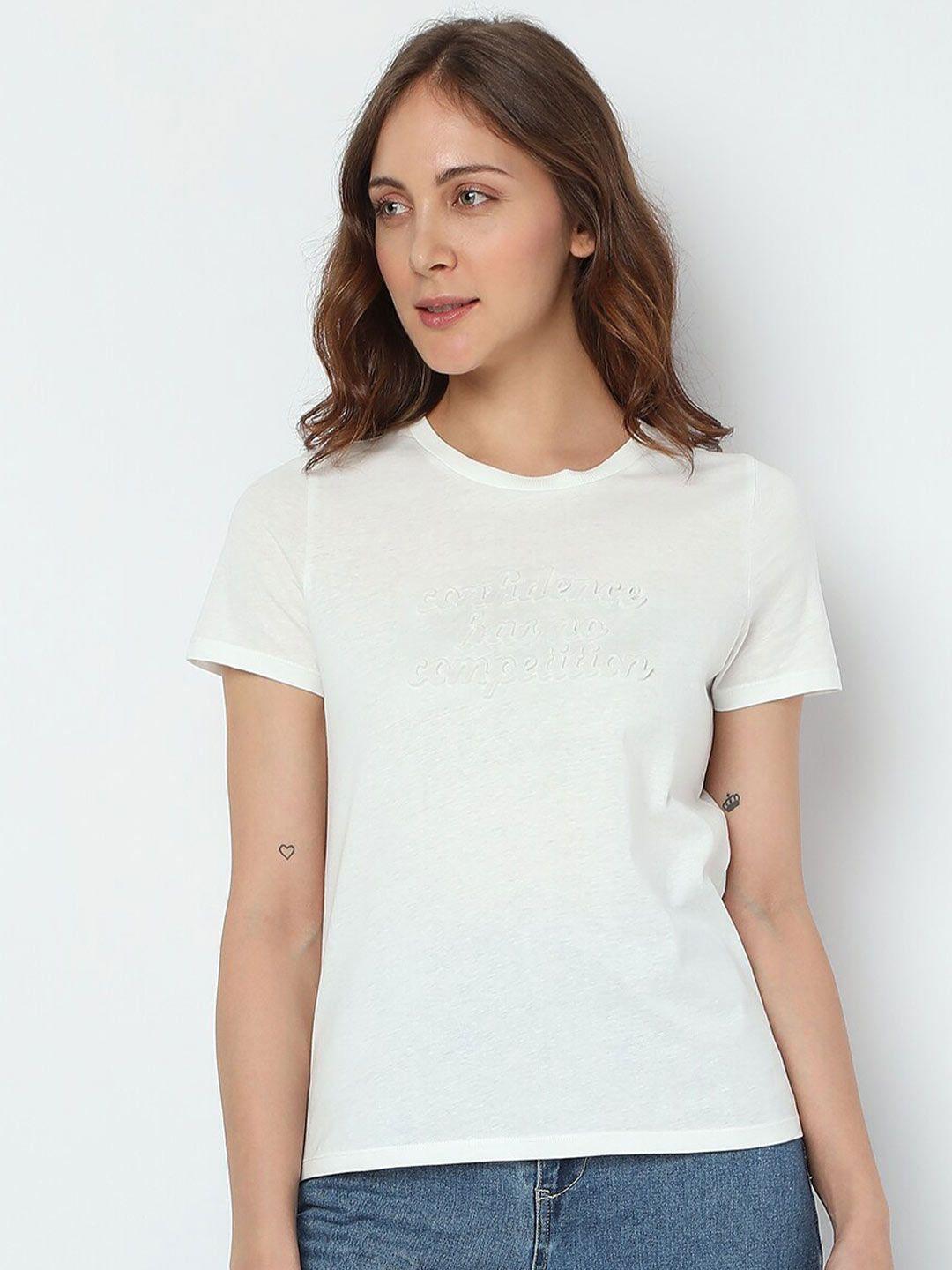 vero moda typography printed cotton t-shirt