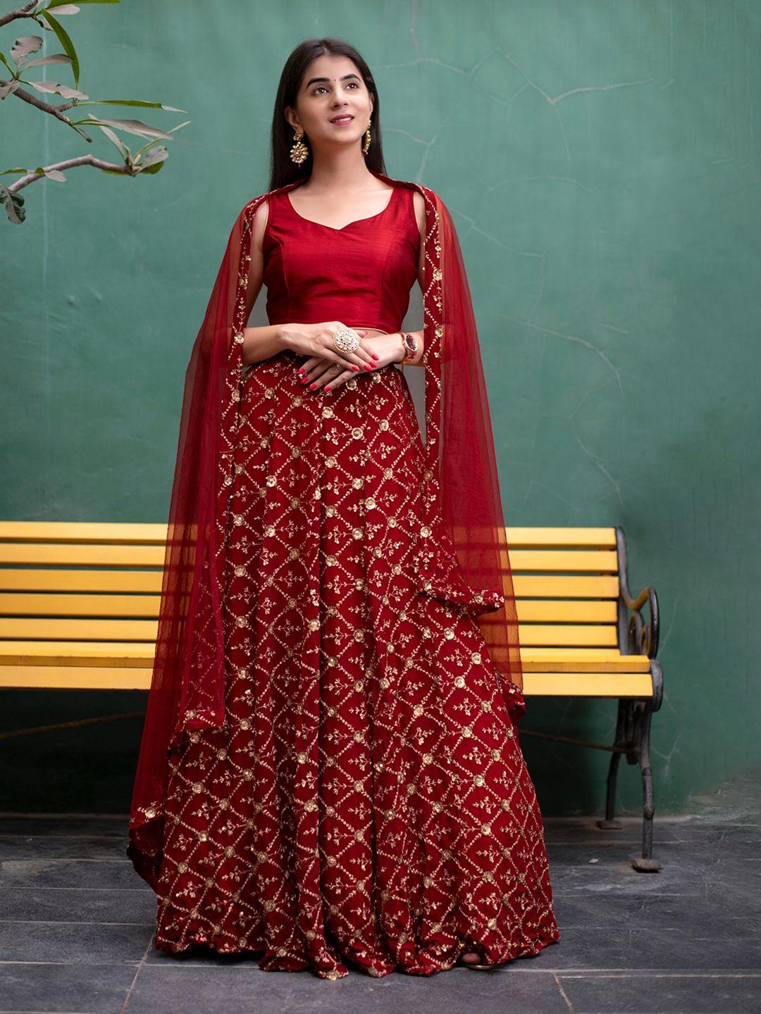 label shaurya sanadhya thread work ready to wear lehenga & blouse with dupatta