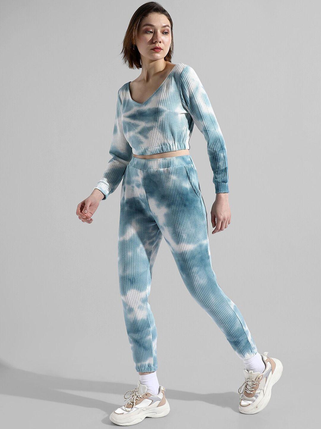 campus sutra tie & dye pure cotton top & joggers o-ords set