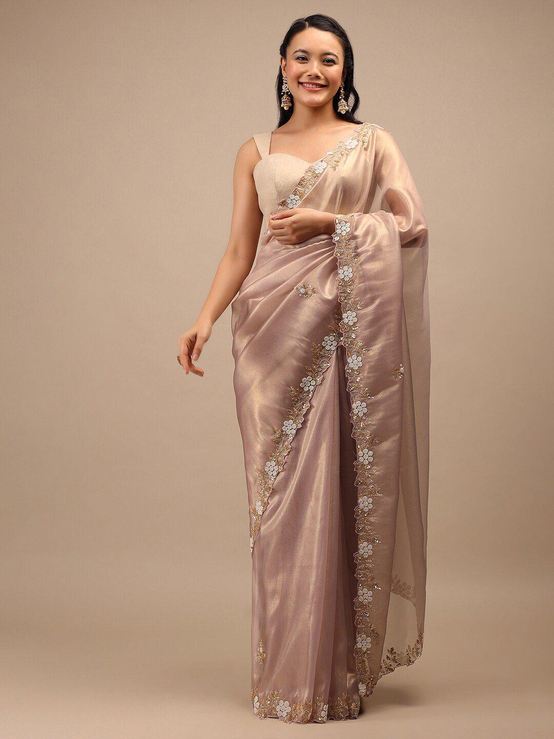 kalki fashion beads and stones embellished tissue saree