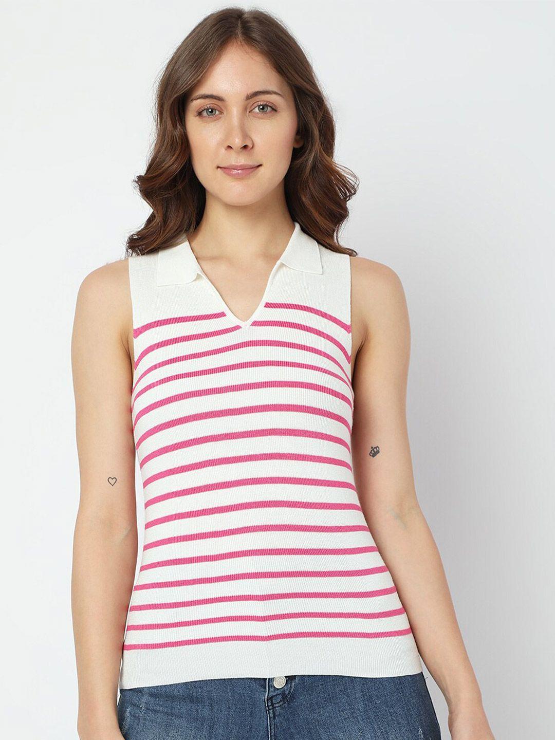 vero moda striped v-neck top