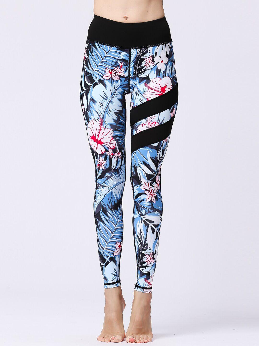 jc collection women floral printed ankle-length gym tights